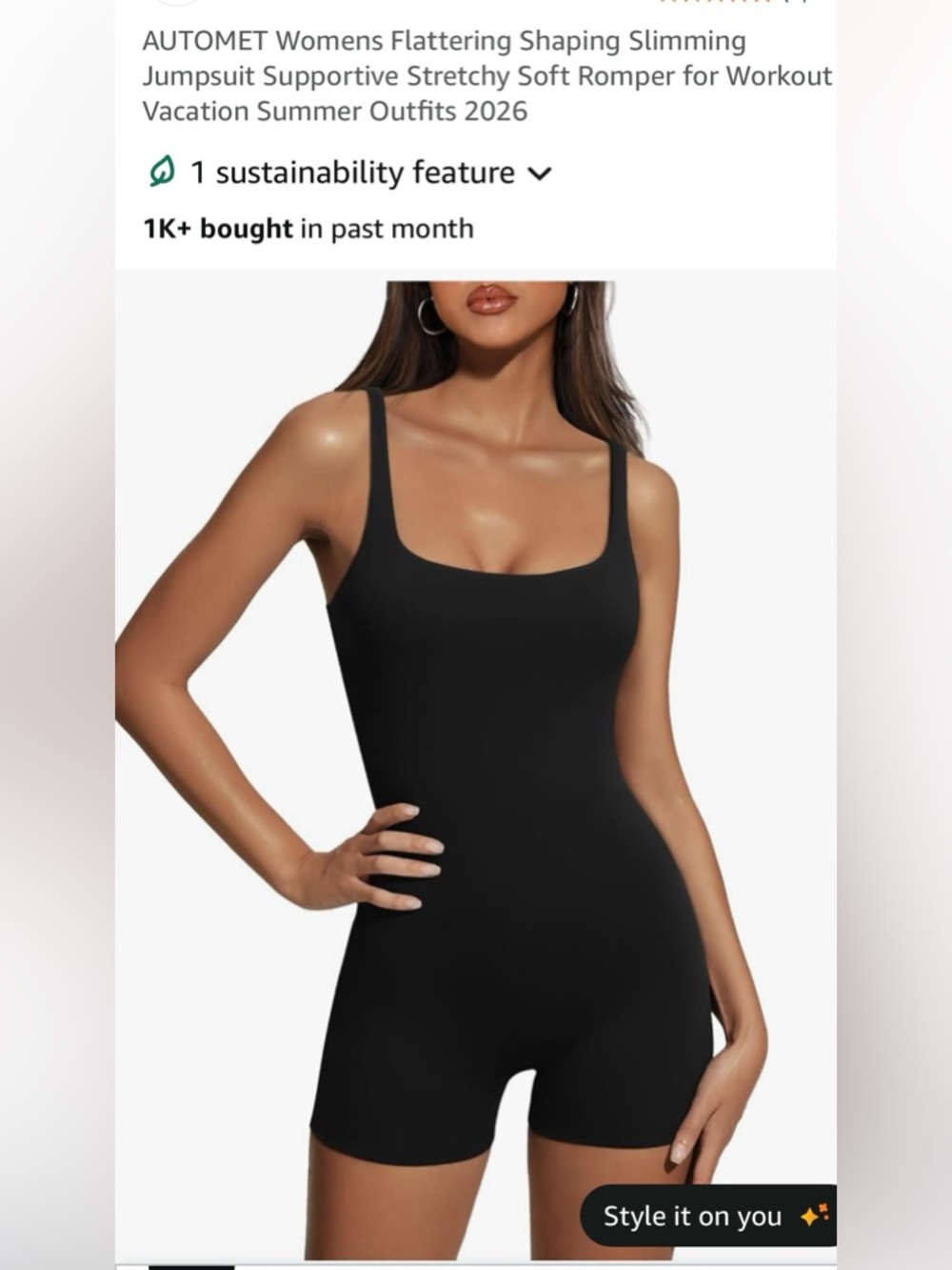 AUTOMET Black Scoop-Neck Stretch Jumpsuit Romper